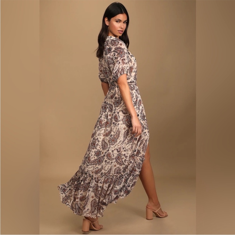Lulus taking in the magic cream paisley maxi dress